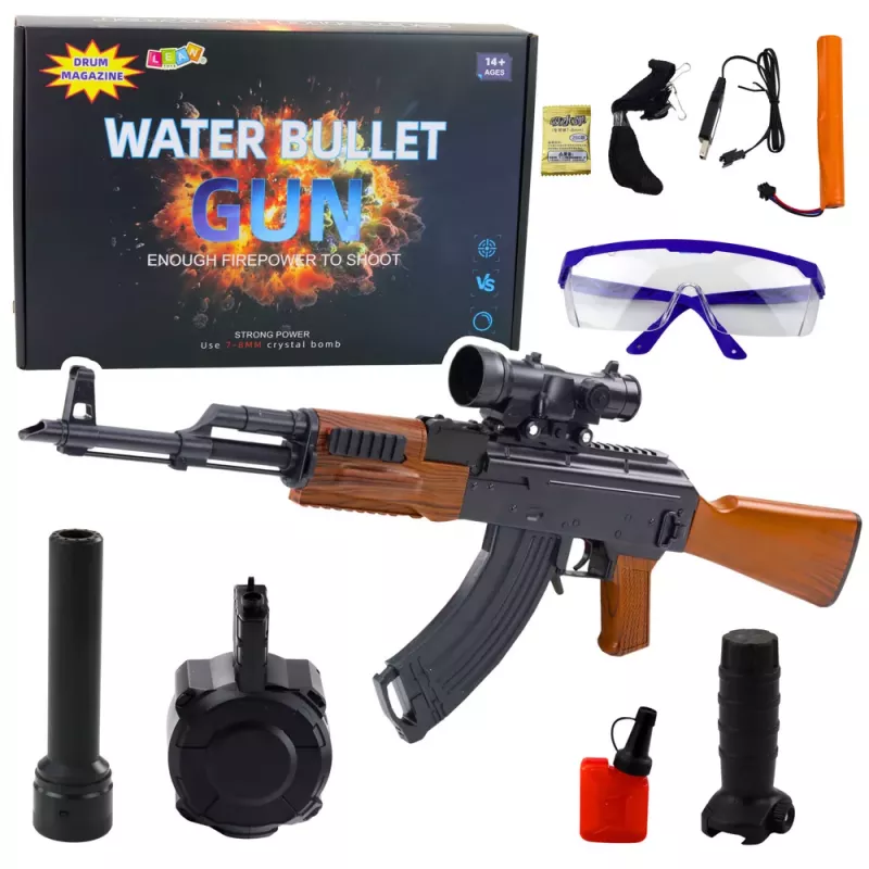 LEAN TOYS AK Riflė vandens rutuliukams su taikikliu ir akiniais 96cm