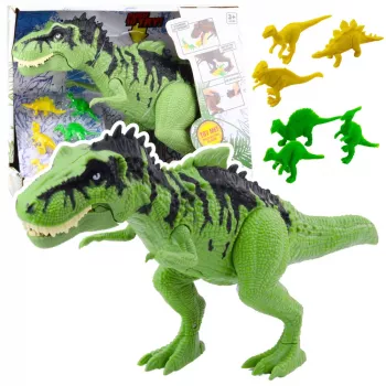 LEAN TOYS Dinozaurų rinkinys su mažomis figūrėlėmis, judančiais garsais, žalias