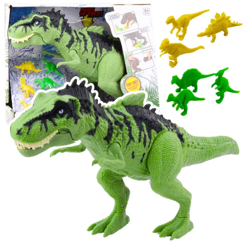 LEAN TOYS Dinozaurų rinkinys su mažomis figūrėlėmis, judančiais garsais, žalias