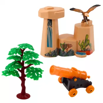 LEAN TOYS Cowboy Set Figures Wild West Cowboy Boat Cannon