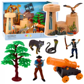 LEAN TOYS Cowboy Set Figures Wild West Cowboy Boat Cannon