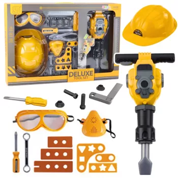 LEAN TOYS DIY Tool Kit Pneumatic Hammer Battery Operated 21pcs