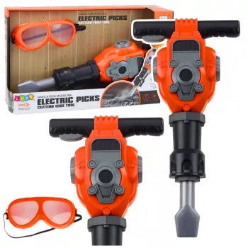 LEAN TOYS Handyman Set Pneumatinis Plaktukas su Akiniais Oranžinis