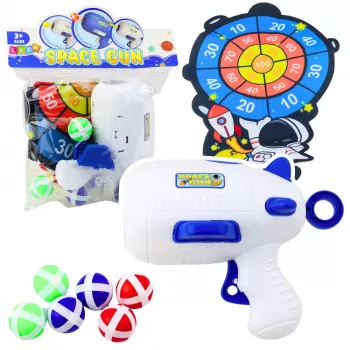 LEAN TOYS Įgūdžių žaidimas Šaudymo taikinys Pistoletas Velcro kamuoliukai Kosmosas