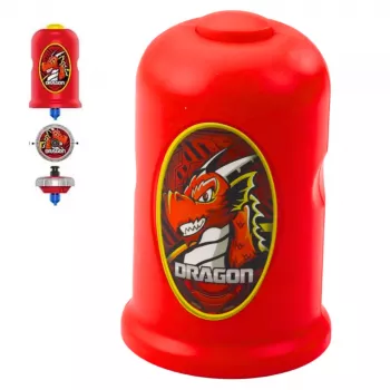 LEAN TOYS Flying Disc Dragon Spinning Top Launcher Set Red