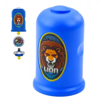 LEAN TOYS Flying Disk Lion Spinner Launcher Set Blue