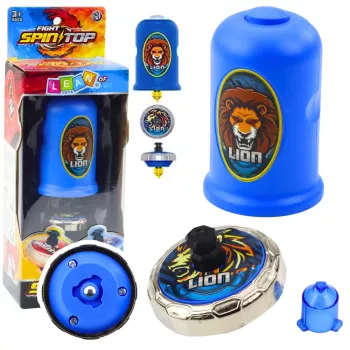 LEAN TOYS Flying Disk Lion Spinner Launcher Set Blue