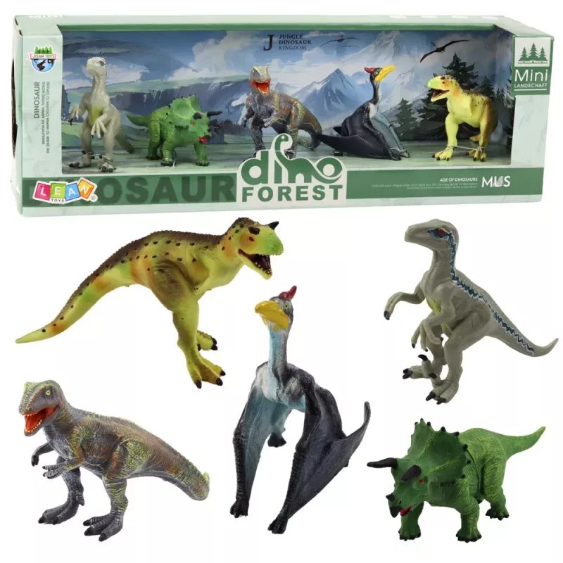 LEAN TOYS Realistinių miško dinozaurų figūrėlių rinkinys 5 vnt.