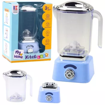 LEAN TOYS vaikiškas virtuvinis blenderis su šviesa ir sukamuoju mechanizmu, mėlynas