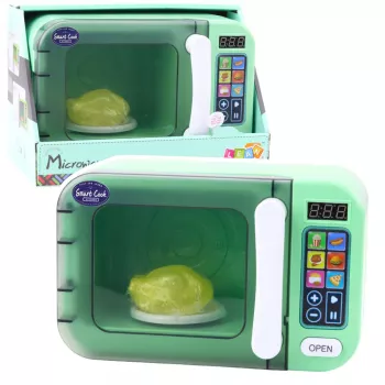 LEAN TOYS Microwave For Kids Rotating Chicken Lights Sounds Green