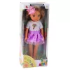 LEAN TOYS Lėlė Violetine Suknele Ilgais Rudais Plaukais Su Gėlės Segtuku