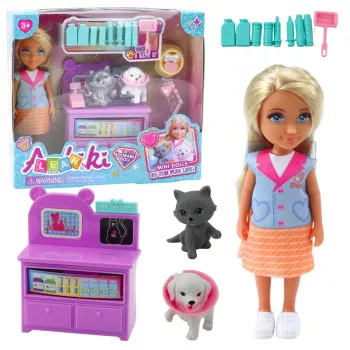 LEAN TOYS Mini Doll Veterinarian Dog Cat Treatment Accessories Set