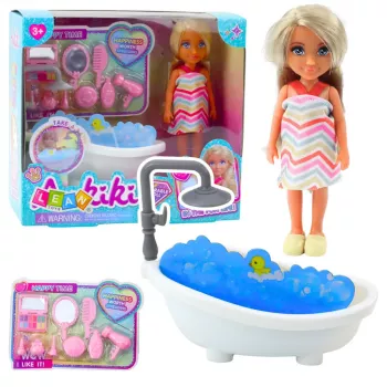 LEAN TOYS Ankiki Mini Lėlės Rinkinys su Vonia ir Priežiūros Aksesuarais