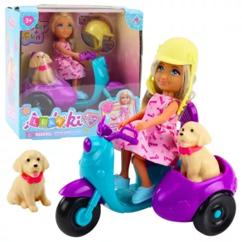 LEAN TOYS Ankiki Mini Doll on a Three-Wheeled Scooter Dog Set