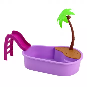 LEAN TOYS Anlily Doll Set On The Beach Pool Palm Tree Accessories 8 vnt.