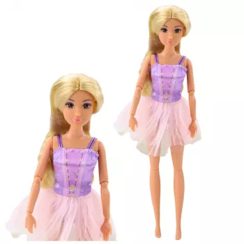 LEAN TOYS Anlily balerinos lėlė su suknele, judančiomis galūnėmis ir aksesuarais
