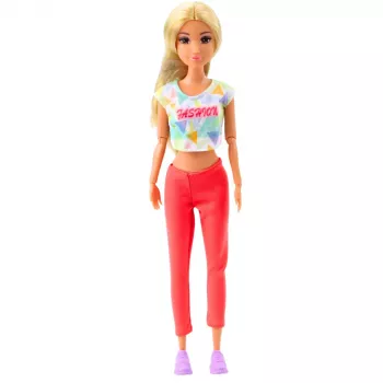 LEAN TOYS Anlily Yoga Doll su mankštos kilimėliu, vandens buteliuku, sportiniu krepšiu, judančiomis galūnėmis, 29 cm, blondinai plaukai, mėlynos akys, sportinė apranga, vaikams nuo 3 metų