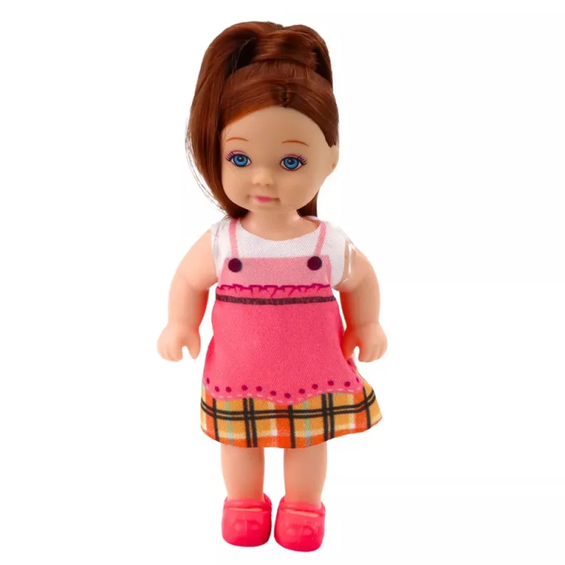 LEAN TOYS Mini lėlės rinkinys su dviem šuniukais, lova, dubenėliu ir buteliuku