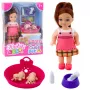 LEAN TOYS Mini lėlės rinkinys su dviem šuniukais, lova, dubenėliu ir buteliuku