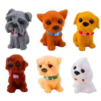 LEAN TOYS Šuniukų figūrėlių rinkinys 8cm 6vnt