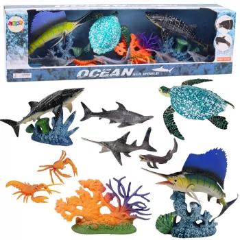 LEAN TOYS Jūros gyvūnų figūrėlių rinkinys su judančiais elementais Vėžlys