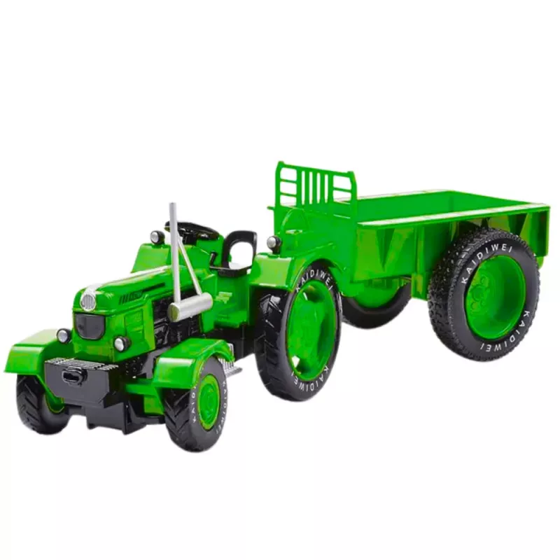 LEAN TOYS Metal Farm Tractor With Trailer Green 1:18