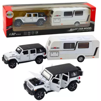 LEAN TOYS Visureigio ir kemperio komplektas Metalas Šviesos Garsai Baltas 1:32
