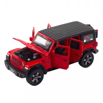 LEAN TOYS Visureigis su kemperiu, metalinis, su šviesomis ir garsu, raudonas, 1:32
