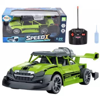 LEAN TOYS nuotoliniu valdymu valdomas automobilis RC Car 1:20 su šviesomis ir dūmų efektu, žalias