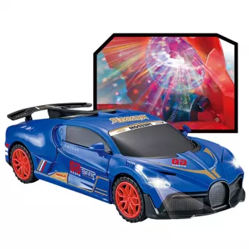 LEAN TOYS Sportinis automobilis su kliūčių jutikliu LED kamuoliu 360° sukimu šviesomis garsu mėlyna