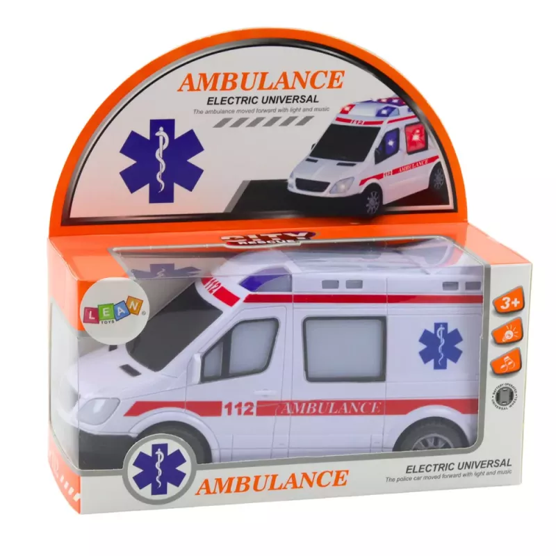 LEAN TOYS Battery Operated Ambulance with Lights and Sounds - White