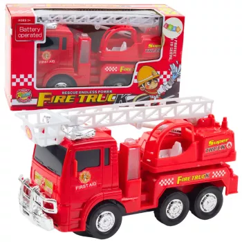 LEAN TOYS Fire Truck with Extendable Ladder, Lights and Sounds