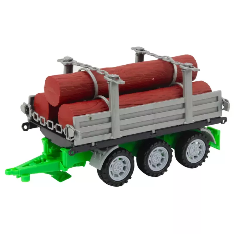 LEAN TOYS Green Agricultural Tractor with Trailer for Logs 47cm