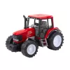 LEAN TOYS Žemės ūkio traktorius su žaliu priekaba ir raudonais šieno rulonais 62cm