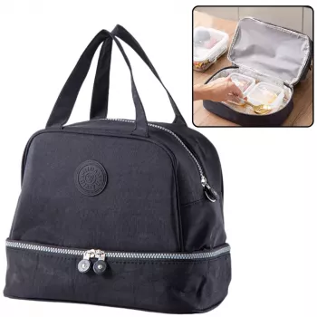 LEAN Thermal Insulating Breakfast Bag su Reguliuojamu Diržu, Juoda, 27 cm