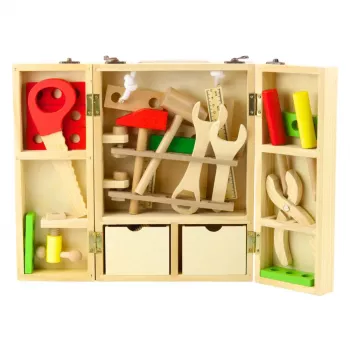 LEAN TOYS Little Handyman's Set Wooden Tool Box 35 dalių