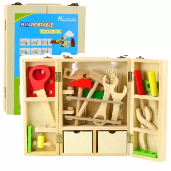 LEAN TOYS Little Handyman's Set Wooden Tool Box 35 dalių