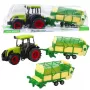 LEAN TOYS Žemės ūkio traktorius su žaliai geltona priekaba, žalias, 50 cm