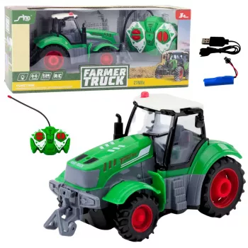 LEAN TOYS nuotoliniu valdymu žemės ūkio traktorius, žalias, 1:24