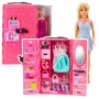 LEAN TOYS Lėlė su Drabužių Spinta Priedais Rožiniai Drabužiai Mados Apsirengimo Rinkinys