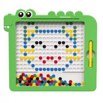 LEAN TOYS Magnetinė lenta mozaikinis dėlionės dinozauras žalia kortelės 20 dizainų