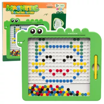 LEAN TOYS Magnetinė lenta mozaikinis dėlionės dinozauras žalia kortelės 20 dizainų