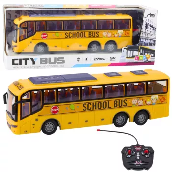 LEAN TOYS RC School Bus 1:30 Remote Controlled Lights Yellow