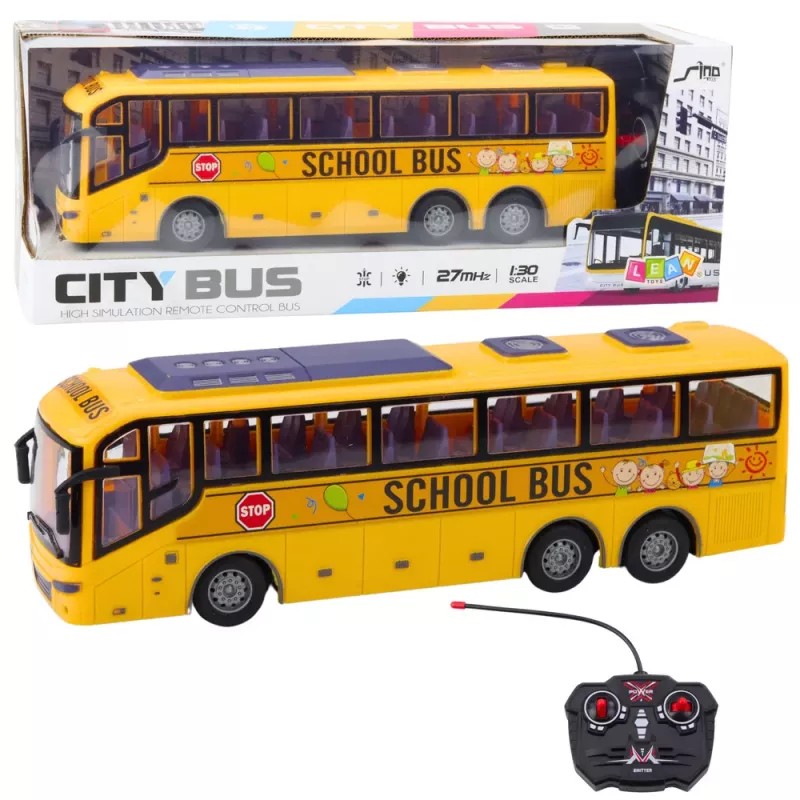 LEAN TOYS RC School Bus 1:30 Remote Controlled Lights Yellow