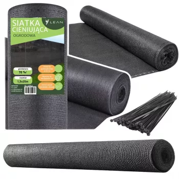 LEAN Šešėlinis tinklas tvorai, maskuojamasis, juodas, 1,5 m × 25 m, 70 g/m²