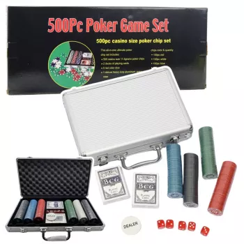 LEAN TOYS Professional Poker Set 500 vnt. aliumininis dėklas