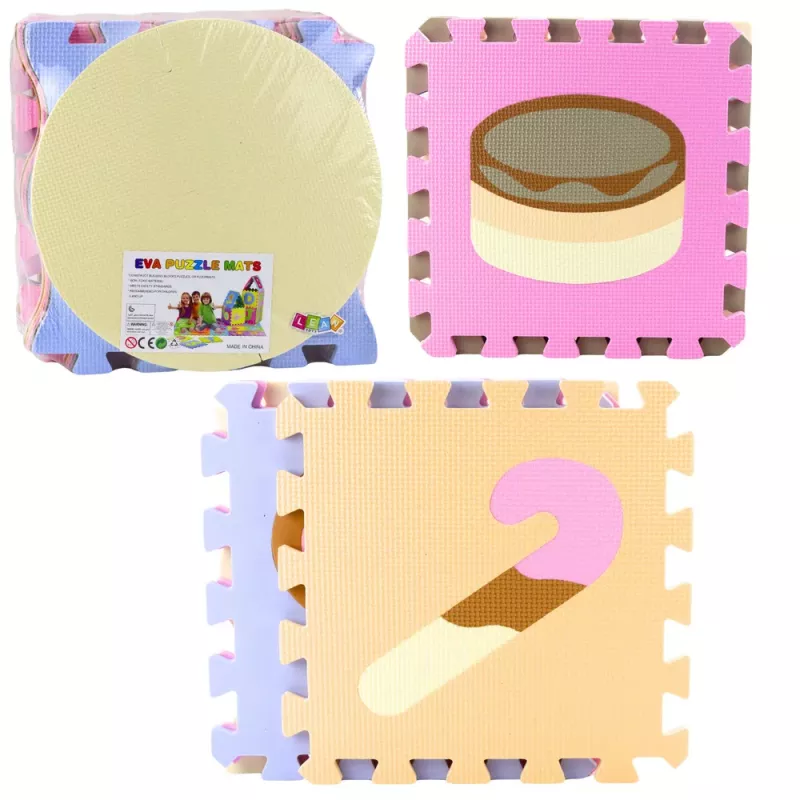 LEAN TOYS Minkštas edukacinis dėlionės kilimėlis EVA putplastis Pasteliniai gyvūnai 16 vnt.