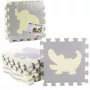 LEAN TOYS Soft Puzzle Educational Mat Animals EVA Foam Beige Gray 9 pcs