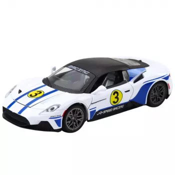 LEAN TOYS Metal Sports Car Lights Sounds Drive White 1:22