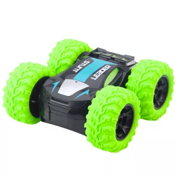 LEAN TOYS nuotoliniu valdymu valdomas triukų automobilis 360° sukimasis Žalias